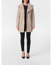 Philipp Plein - Single-Breasted Shearling Coat With Rhinestone Hexagon Logo - Lyst
