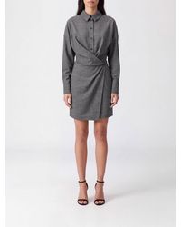 Patrizia Pepe - Draped Mini Shirt Dress With Side Slit - Lyst