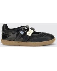Ganni - Sue Mary Jane Ballet Flats With Velcro Strap And Metallic Butterfly Logo - Lyst
