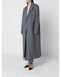Almada Label - Double-Breasted Long Wool And Cashmere Blend Coat With Peak Lapels - Lyst