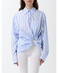 Sportmax - Relaxed Fit Striped Cotton Shirt With An Asymmetrical Hem - Lyst