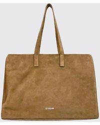 GIMAGUAS - Large Leather Shopping Bag With Double Handle And Lettering Logo - Lyst