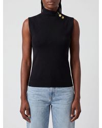 Alberta Ferretti - Sleeveless Silk And Cashmere Mock Neck Top With Studs - Lyst