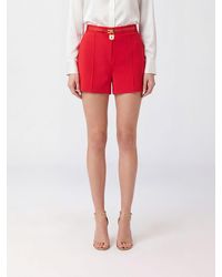 Elisabetta Franchi - Mid-Rise Crêpe Shorts With Belt And Logo Buckle - Lyst