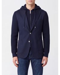 Eleventy - Hooded Knit Wool Blazer With Notch Lapels - Lyst
