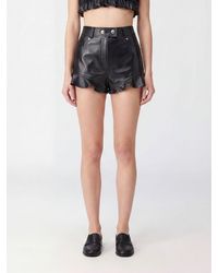 Self-Portrait - High-Waisted Slim Fit Polyurethane Shorts With Ruffles - Lyst
