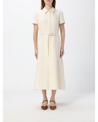 Fendi - Wool And Silk Blend Midi Shirtdress With Belted Waist - Lyst