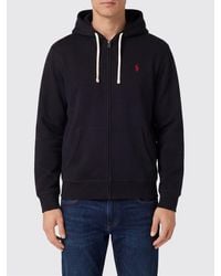 Polo Ralph Lauren - Cotton Blend Zip-Up Hoodie With Embroidered Pony Logo - Lyst