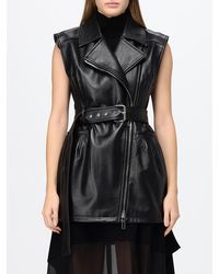 Sportmax - Chaleco Biker Corto De Piel Con Cinturón Ajustable En La Cintura - Lyst