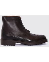 Doucal's - Leather Ankle Boots With Brogue Detail - Lyst