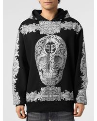 Philipp Plein - Jersey Hoodie With Baroque Skull Print And Rhinestones - Lyst