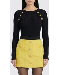 Balmain - Ribbed Viscose Knit Top - Lyst