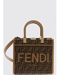 Fendi - Kleine Sunshine Shopper-Tasche Aus Stoff Mit Ff-Monogramm - Lyst