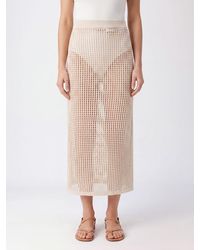 MC2 Saint Barth - High-Waisted Openwork Knit Cotton Midi Skirt - Lyst