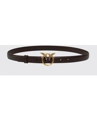 Pinko - Love Birds Calfskin Leather Belt With Metal Monogram Buckle - Lyst