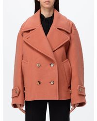 Chloé - Chlo&Eacute Double-Breasted Short Wool Coat With A Relaxed Fit And Lapels - Lyst
