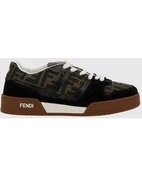 Fendi - Match Suede And Ff Monogram Jacquard Sneakers - Lyst