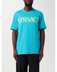 Versace - Cotton T-shirt With Baroque Silhouette Logo - Lyst