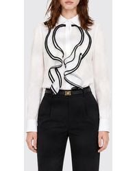 Elisabetta Franchi - Viscose Shirt With Rouches And French Collar - Lyst