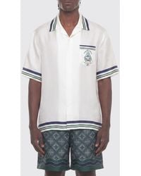 CASABLANCA - Short-Sleeved Graphic Print Silk Shirt With Cuban Collar - Lyst
