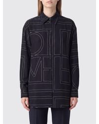 TOTEME - Relaxed Fit Cotton Shirt With Contrast Monogram And Dropped Shoulders - Lyst