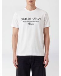 Giorgio Armani - Short-Sleeved Cotton T-Shirt With Contrasting Logo - Lyst