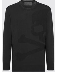 Philipp Plein - Skull Print Wool And Cotton Crewneck Jumper For A Rock-Inspired Look - Lyst