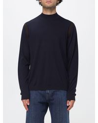 Emporio Armani - Mock Neck Cotton Jumper With Ribbed Trims - Lyst