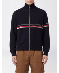 Versace - Striped Cotton Turtleneck Cardigan With Zip Closure - Lyst