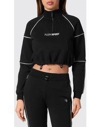 Philipp Plein - Cropped Zip-Up Jersey Sweatshirt With Funnel Neck - Lyst