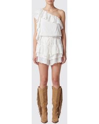 Isabel Marant - Lalia One-Shoulder Cotton Mini Dress With Lace - Lyst