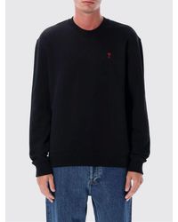 Ami Paris - Relaxed Fit Cotton Crewneck Sweatshirt With Contrast Embroidered Logo - Lyst
