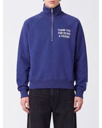 Ami Paris - Cotton Half-Zip Sweatshirt With High Neck And Slogan Print - Lyst