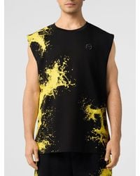Philipp Plein - Cotton Vest With Abstract Print And Hexagon Logo - Lyst
