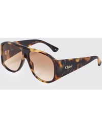 Chloé - Chlo&Eacute Occhiali Da Sole Aviator Con Montatura Rettangolare - Lyst