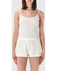 Sporty & Rich - Sporty &Amp Rich Cropped Open-Knit Cotton Top With Applied Logo - Lyst