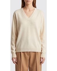 Kujten - V-Neck 100% Cashmere Jumper With Long Sleeves And Ribbed Trims - Lyst