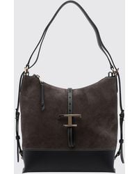 Tod's - T Timeless Bicolour Smooth And Suede Calf Leather Shoulder Bag - Lyst