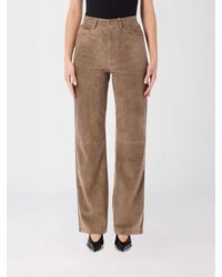 ROTATE BIRGER CHRISTENSEN - Suede Straight Trousers - Lyst