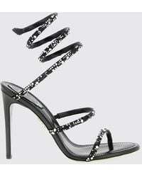 Rene Caovilla - Rhinestone-Embellished Satin Sandals With Spiral Strap - Lyst