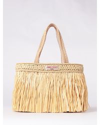 Jimmy Choo - Beach Tote Raffia Bag With Fringes - Lyst