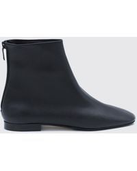 TOTEME - Smooth Leather Ankle Boots With Low Heel And Back Zip - Lyst