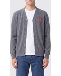 COMME DES GARÇONS PLAY - Comme Des Gar&Ccedil	Ons Play V-Neck Wool Cardigan With An Embroidered Logo - Lyst