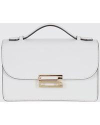 Victoria Beckham - Small Calfskin Crossbody Bag With Metallic Logo - Lyst
