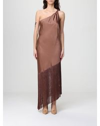 Pinko - Kiwi Satin Dress With Fringes - Lyst
