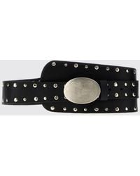 GIMAGUAS - Studded Leather Belt With Interlocking Buckle - Lyst