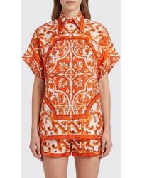 Dolce & Gabbana - Dolce &Amp Gabbana Majolica Print Short-Sleeved Silk Bowling Shirt - Lyst