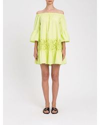 Twinset - Cotton Mini Dress With Macramé Inserts - Lyst