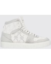 Philipp Plein - Leather Sneakers With Applied Rhinestones - Lyst