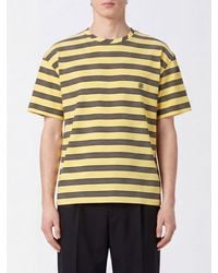 Celine - Camiseta De Rayas De Algodón Con Logo En Contraste Y Hombros Caídos - Lyst